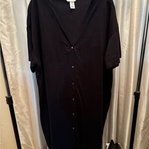 H&M Black Midi Dress with V-Neckline